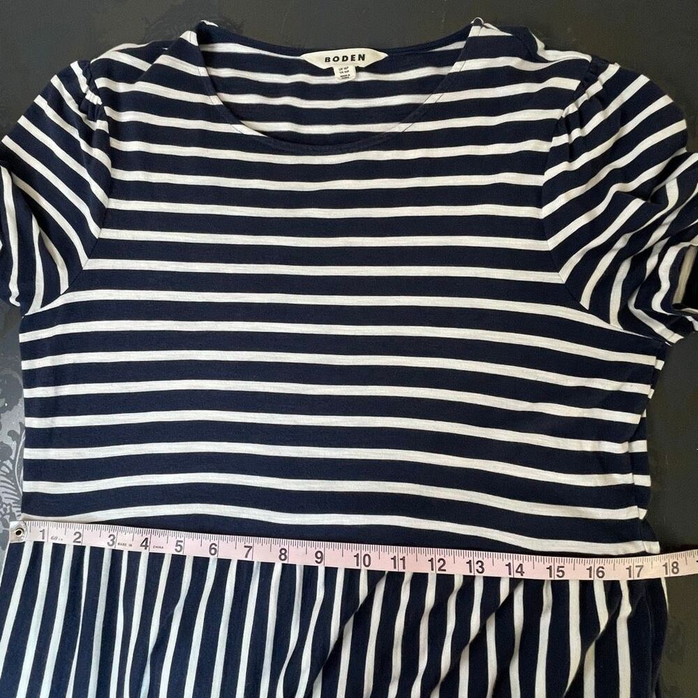 Boden Emma Tiered Jersey Midi Dress Navy Blue And White Stripes Size 10P - Picture 7 of 12